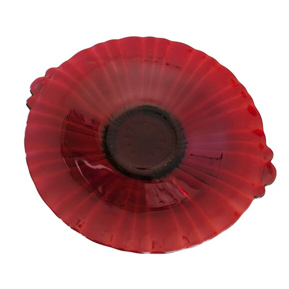 Anchor Hocking Old Cafe Royal Ruby Serving Plate 8.75" Depression glass ribbed s - Picture 1 of 8